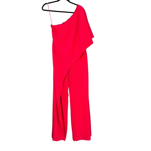 Adrianna Papell Red One-Shoulder Jumpsuit - Picture 4 of 14